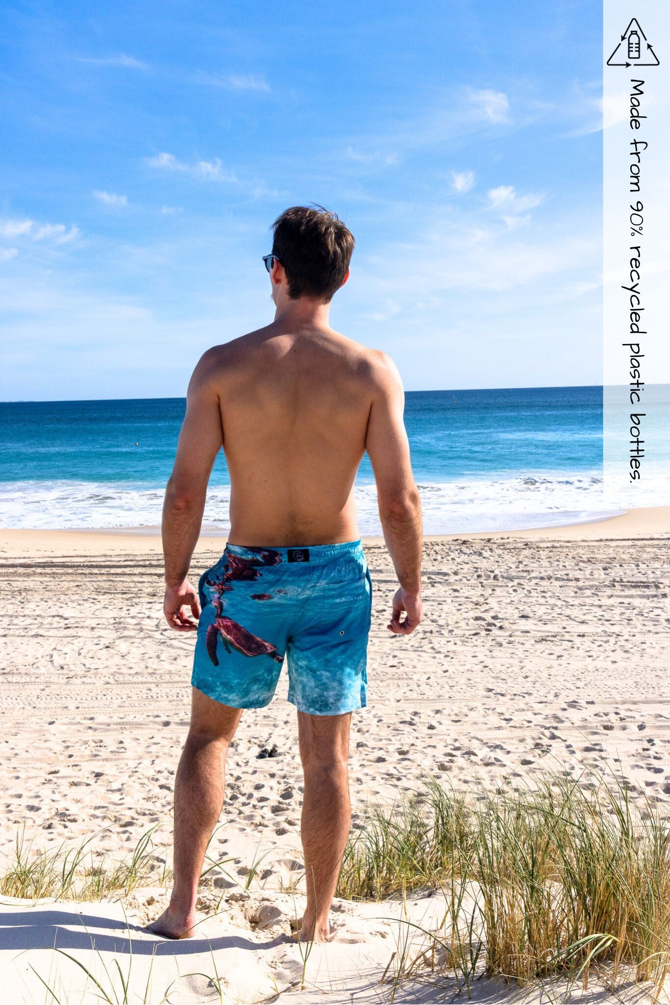 Exmouth turtle photo on boardshorts