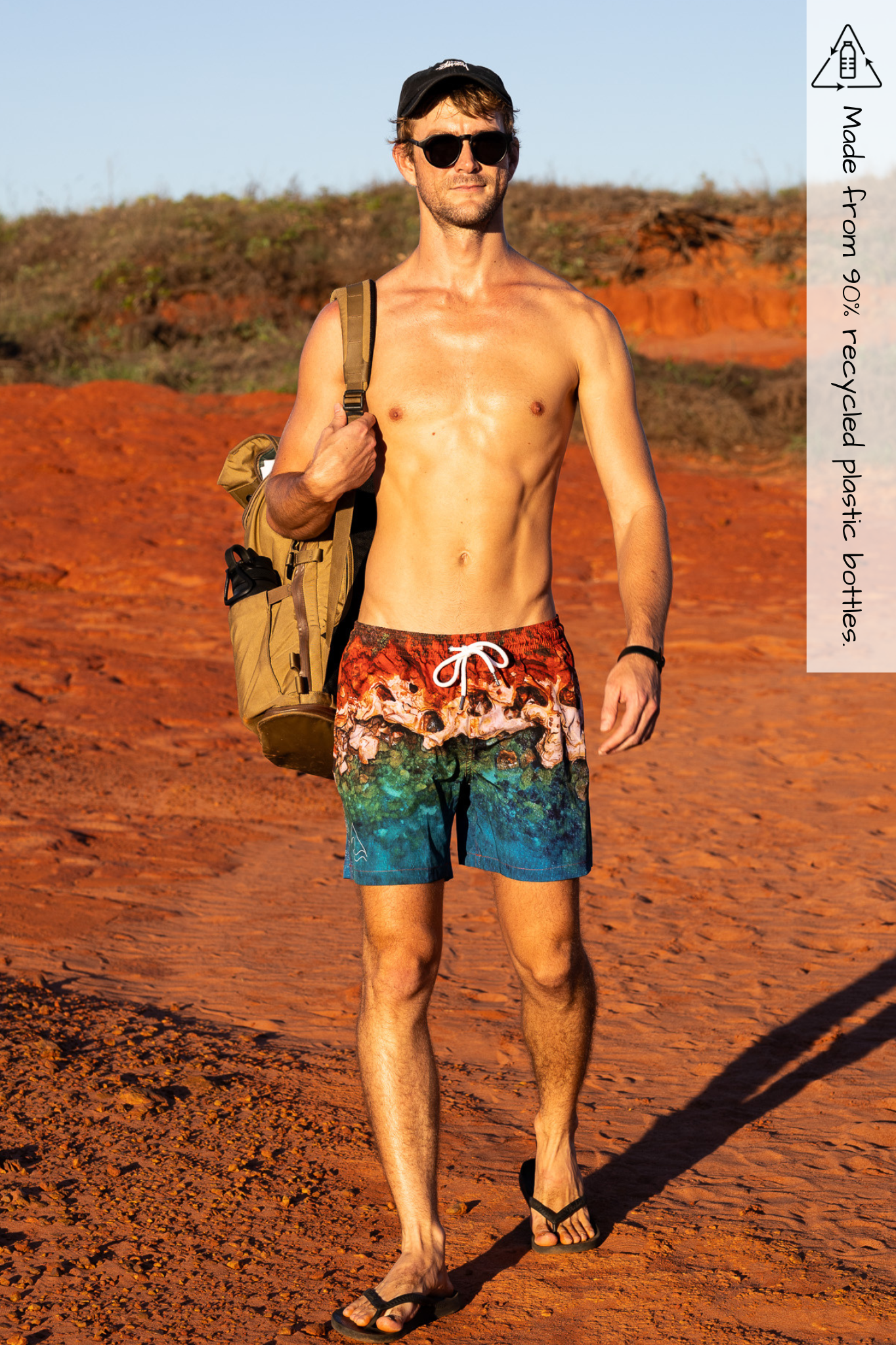 Gantheaume Point mens recycled photo on boardshorts