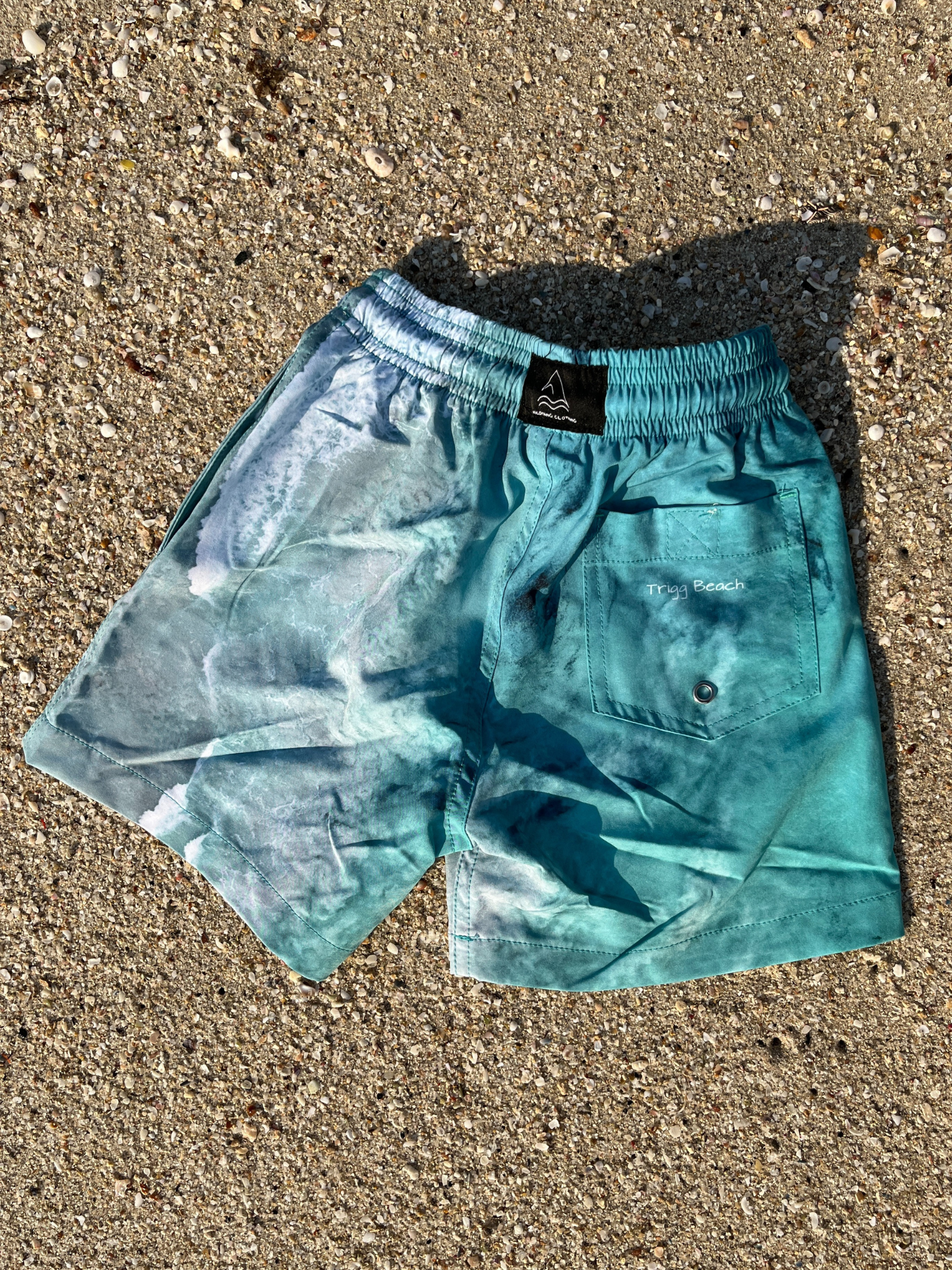 Kids recycled trigg beach photos on boardshorts