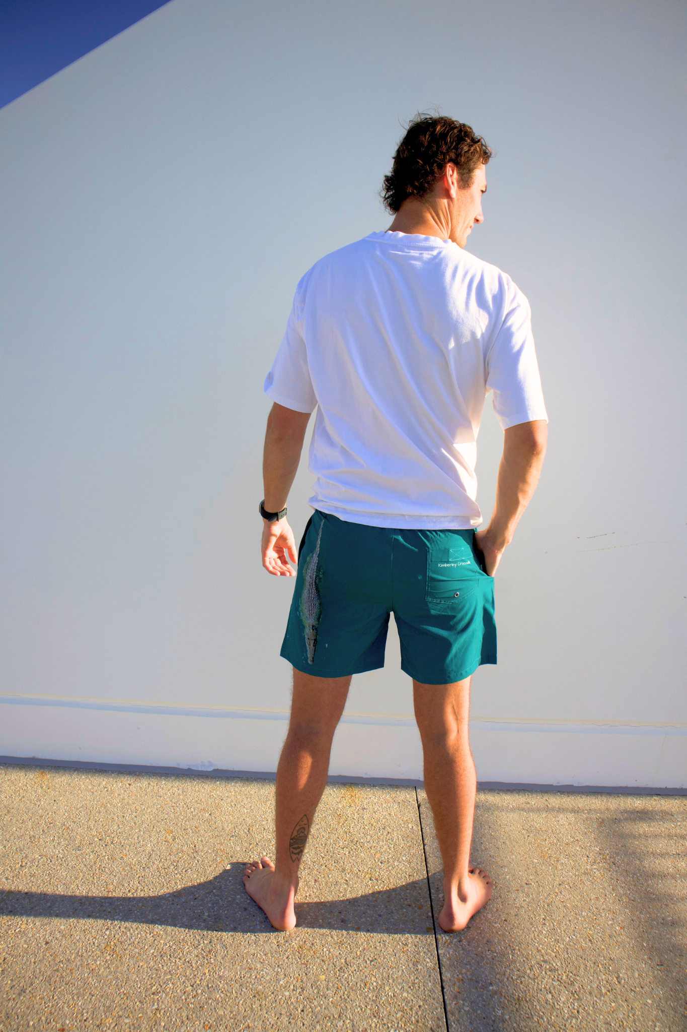 Kimberley Crocodile Photo on boardshorts