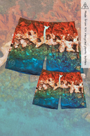 Matching adult and kids recycled boardies, gantheaume point in Broome, WA