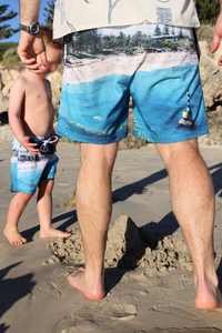 Sorus Cottesloe recycled mens and matching kids boardshorts - back view