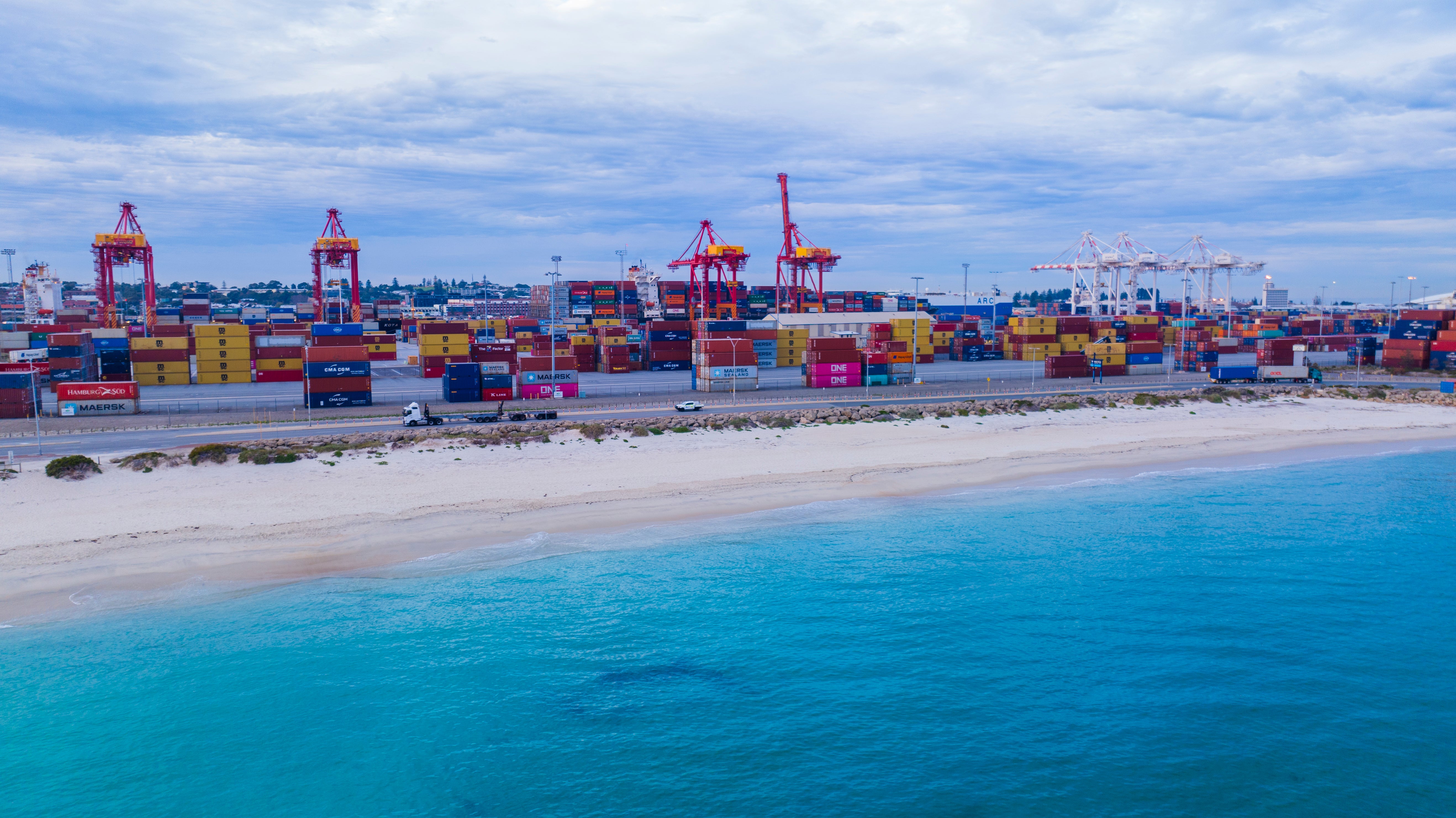 Drone image of port beach in Perth WA for inspiration mens and kids boardies
