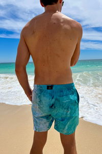 Trigg Beach photo on boardshorts recycled