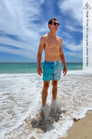 Trigg Beach photo on boardshorts recycled