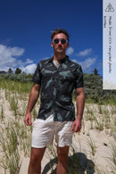 Mens recycled wa shirt with hand drawn print. Adult shark shirt